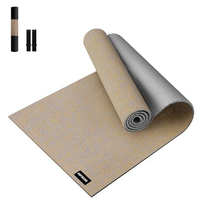 HAPBEAR Extra Large Yoga Mat (84''x30'') - 1/4'' Thick Durable Natural Linen, Non-Slip & Tear-Resistant - Perfect for Home Yoga Workouts, Meditation, Pilates, Floor Exercises & Fitness - Free Carrying Bag Included - color: Brown