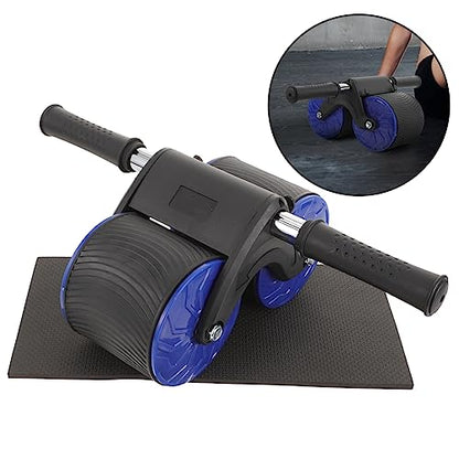 1set Creative Abdominal Training Roller with Knee Pad Dual Wheel Fitness Equipment for Indoor Workouts and Core Strengthening Automatic Rebound Design
