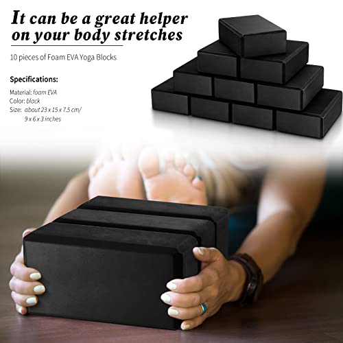 10 Pcs Foam EVA Yoga Blocks Lightweight Non Slip Supportive Yoga Bricks for Pilates Stretching and Meditation, Women Men Yogi Beginners - color: Black