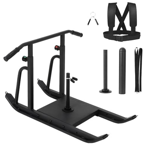 Weight Sleds for Training,550LBS Heavy Duty Workout Sled,5-Level Height Adjustable Push&Pull Sled,Fits 1" & 2" Weight Plates,for Football Lineman Training,Sled Push GYM Equipment