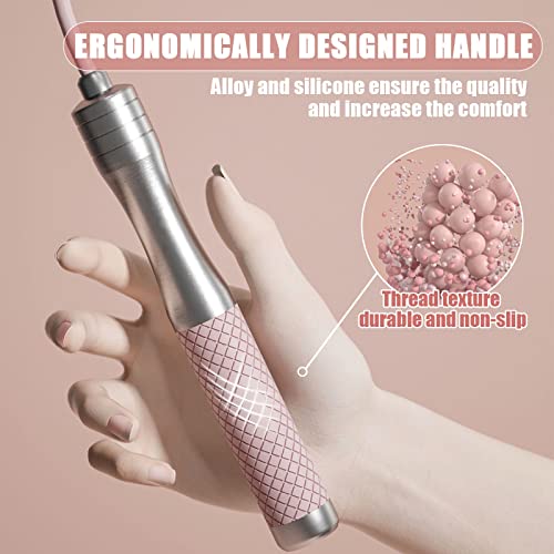 𝐒𝐩𝐞𝐞𝐝 𝐉𝐮𝐦𝐩 𝐑𝐨𝐩𝐞 𝐟𝐨𝐫 𝐅𝐢𝐭𝐧𝐞𝐬𝐬 - Skipping Rope for Women Men Exercise with Adjustable Length Jumping Rope and Alloy & Silicone Handles Suitable for Workout Boxing Home Gym - color: Pink