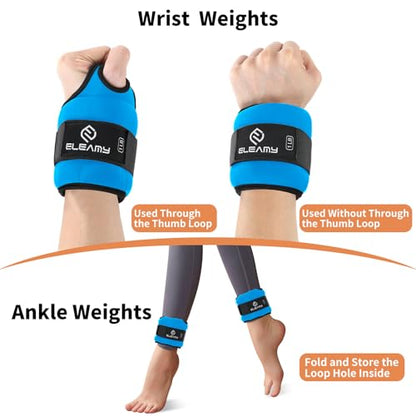 ELEAMY Wrist Weights for Women & Men - 0.5/1/1.5/2/3lb*2 Pairs - color: Black-Blue, size: 3.0 Lbs Each (6.0 Lbs Pair)