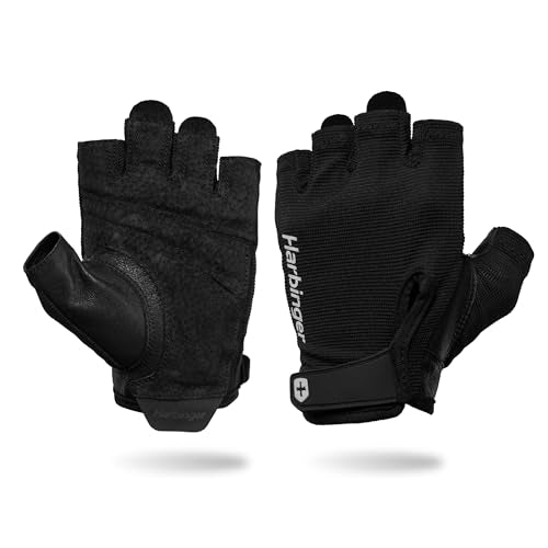 Power Gloves 3.0 - Durable Half Finger Weightlifting Gloves with Adjustable Wrist Closure, Breathable Leather Palm, Men's - color: Black, size: X-Large