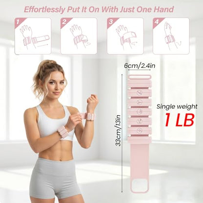 Silicone Wrist Ankle Weights 2Pcs Each Adjustable Weighted Bracelets for Women Men, Waterproof Sweatproof for Yoga Walking Gym Arm Leg Strength Training