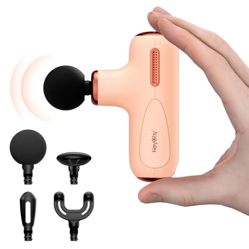 Super Mini Massage Gun Deep Tissue, Portable Percussion Muscle Massager with 4 Heads, Handheld Massage Gun for Back Neck Shoulder Relief, FSA Eligible, Quiet for Men Women Athletes, Cream - color: Cream