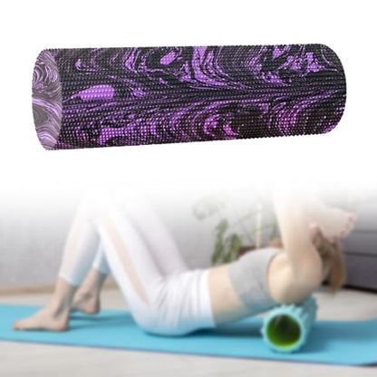 kowaku Yoga Column Roller Round Foam Roller Massage Tool Yoga Block Yoga Roller for Waist Back Stretching Workout Fitness, 30cmx15cm, Black Purple
