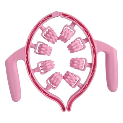 harayaa Roller 8 Wheel Leg Roller Portable Multifunctional Leg Clamp Fascia Massage Tool Manual for Arm, Neck, Home Office, Pink
