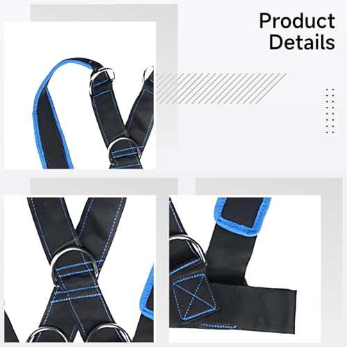 Training Sled Harness, Resistance Vest with Y-Strap, 33.1-45.7 in Adjustable Waist, Features Five D-Rings, 62.5 in Tow Strap, for Strength and Core Workouts