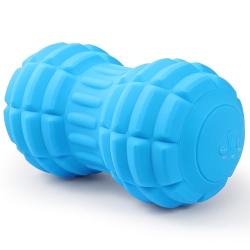 Vibrating Peanut Massage Ball – Back, Neck, Hip, Calf, Leg & Foot Muscle Roller, Trigger Point Massage Ball for Deep Tissue Myofascial Release, Silicone Shell, 4-Speed (Blue) - color: Blue