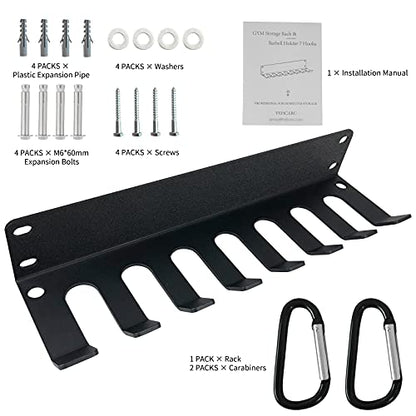 Home Gym Storage - Heavy-Duty Barbell Holder, Kettlebells, Weight Bar, Workout Rack Equipment, Foam Roller, Jump Rope, Resistance Band