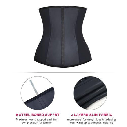 YIANNA Women's Underbust Latex Sport Girdle Waist Trainer Corsets Hourglass Body Shaper