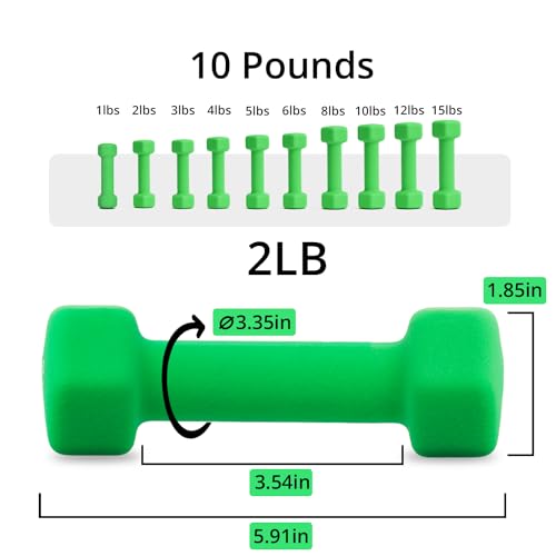 Portzon Weights Dumbbells 10 Colors Options Compatible with Set of 2 Neoprene Dumbbells Set,1-15 LB, Hand Weights for Exercise and Muscle Toning ，Anti-Slip, Anti-roll, Hex Shape