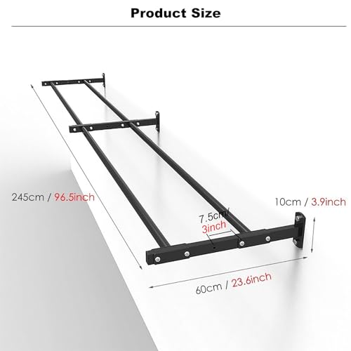 SOYDAN Wall-Mounted Sports Ball Storage Rack - Adjustable Heavy-Duty Fitness Organizer, 97" (245cm) Length, For clubs, gyms, & homes