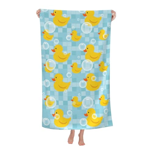 WIBUE Yellow Rubber Duck Microfiber Oversized Beach Towel, Lightweight Quick Dry Sandproof Towels 60”x30” for Swim Pool Yoga Gym Camping Beach Essentials Accessories Vacation Gift (Yellow Duck 1) - color: Yellow Duck 1