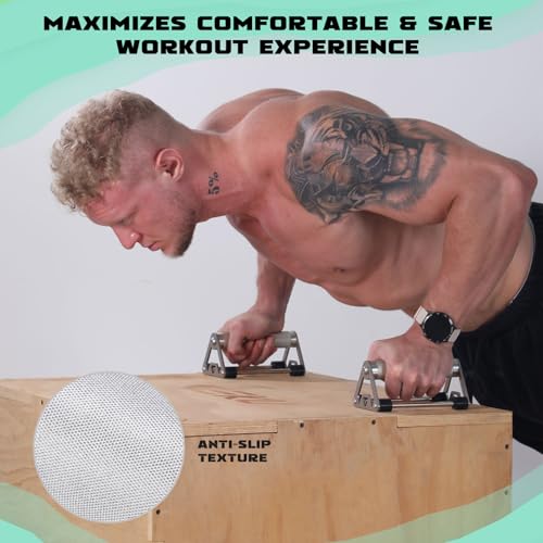 Push Up Stand, Pushup Handles with Aluminum Alloy Grips for Strength Training, Heavy-duty Push Up Bars with Anti-slip, Odor-free Silicone Pads,1 Pair