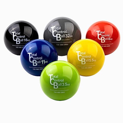Total Control Sports Weighted Plyo Ball Set Includes 3.5, 5.5, 8, 11, 16, & 32 OZ Balls Baseball Training Equipment Will Increase Pitching Throwing Velocity for Any Sport Including Softball