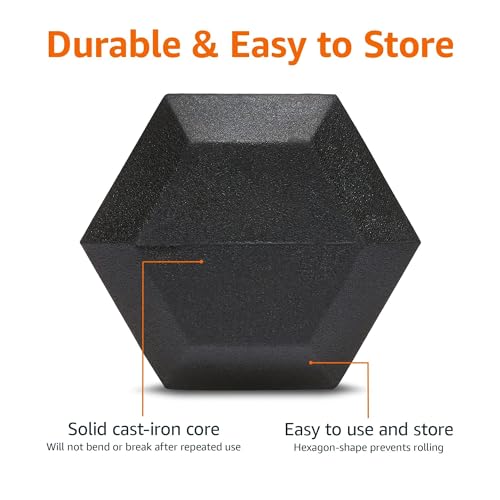 Amazon Basics Rubber Hex Dumbbell Hand Weight - size: 40 Pounds, style: 40 Pounds