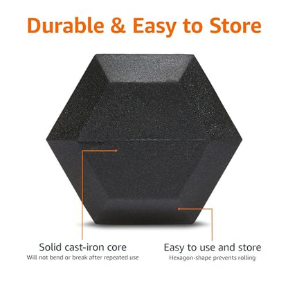 Amazon Basics Rubber Hex Dumbbell Hand Weight - size: 40 Pounds, style: 40 Pounds