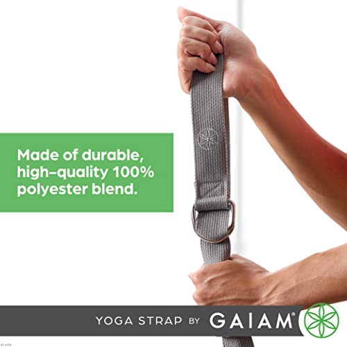 Gaiam Yoga Strap Premium Athletic Stretch Band with Adjustable Metal D-Ring Buckle Loop | Exercise & Fitness Stretching for Yoga, Pilates, Physical Therapy, Dance, Gym Workouts