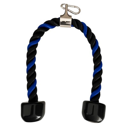 Heavy Tricep Rope Cable Machine Accessories Nylon Tricep Rope for LAT Pull Down Pulley System Attachment, for Home Gym Weight Fitness with Carabiner - color: Blue&Black