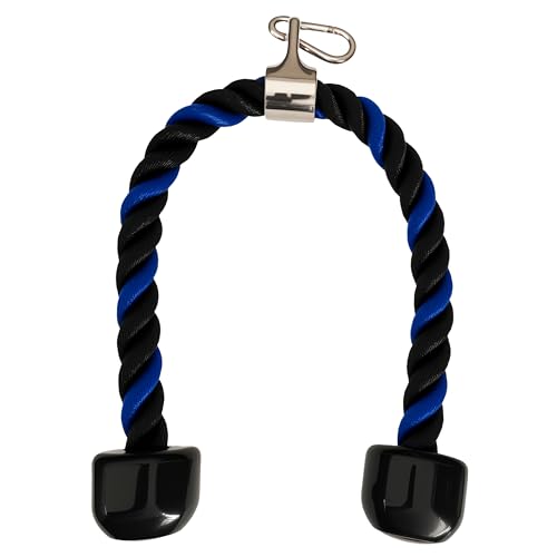 Heavy Tricep Rope Cable Machine Accessories Nylon Tricep Rope for LAT Pull Down Pulley System Attachment, for Home Gym Weight Fitness with Carabiner - color: Blue&Black