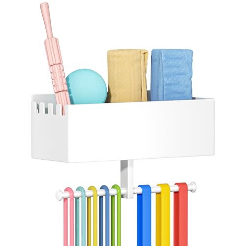 Home Gym Wall Storage, White Resistance Bands Rack Hanger Metal, Wall Mounted Fitness Bands Holder, Multi-Purpose Heavy Duty Workout Gym Storage Rack for Resistance Bands, Straps, Jump Ropes (White) - color: White