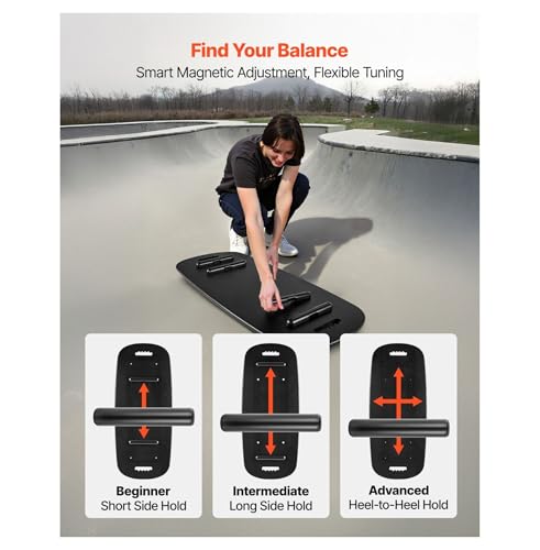 Balance Board 2-in-1 Wobble Board Trainer, Wooden Balance Board with Magnetic Stoppers for Surf Training, Physical Therapy & Standing Desk Workouts