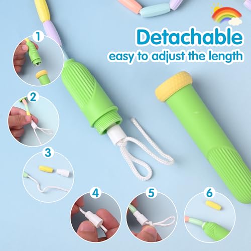Beaded Jump Rope 1 Pack/2 Pack, ACEONE Segmented Skipping Rope for Kids Adults, Adjustable Tangle-Free Toddler Jumping Rope for Fitness Exercise Training - color: Green