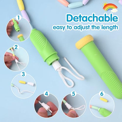 Beaded Jump Rope 1 Pack/2 Pack, ACEONE Segmented Skipping Rope for Kids Adults, Adjustable Tangle-Free Toddler Jumping Rope for Fitness Exercise Training - color: Green