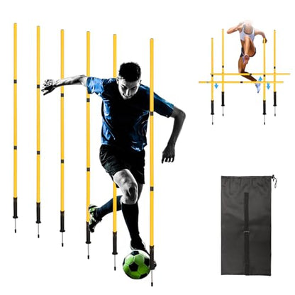 Soccer Agility Training Poles Set: Football Speed Training Equipment with 6Soccer Agility Poles Adjustable Height Hurdles for Basketball Athletes Youth