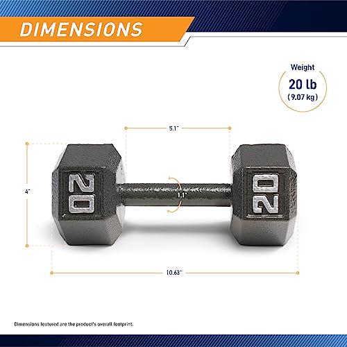 Marcy Cast Iron Hex Dumbbells Collection - Available size from 3-lb to 100-lb, SOLD INDIVIDUALLY - style: 20lbs