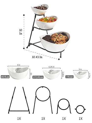 LYEOBOH 3 Tier Serving Bowls Set Serving Dishes with Stand for Entertaining - color: Black, style: Oval bowls