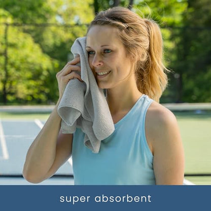 S&T INC. Microfiber Gym Towels, Yoga Towel for Home and Gym Bag, 16 Inch x 27 Inch, 3 Pack - color: Light Grey