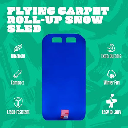 Flexible Flyer Flying Carpet Lightweight Roll-Up Snow Sled – 36" Portable Rolling Snow Slider Mat for Kids, Durable & Easy to Carry for Outdoor Winter Fun, Blue