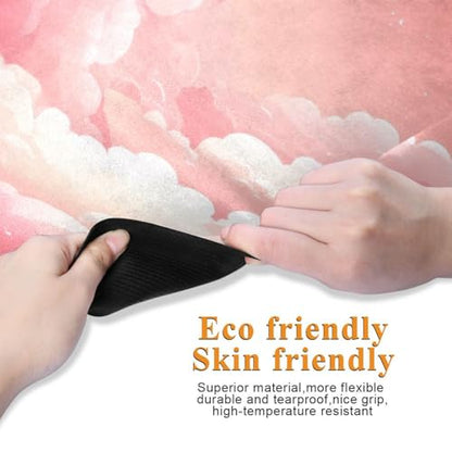 Kigai Travel Yoga Mat 71" x 24" Non Slip Natural Rubber Foldable Exercise Mat Ultra Thin 1.5mm Lightweight for Fitness, Pilates & Home Workout, Pink Clouds