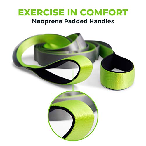Stretching Strap for Physical Therapy, 12 Multi-Loop Stretch Strap 1.5" W x 8' L, Neoprene Handles, Physical Therapy Equipment, Yoga Straps for Stretching, Leg Stretcher.