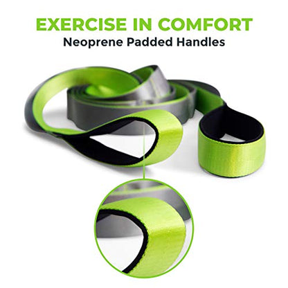 Stretching Strap for Physical Therapy, 12 Multi-Loop Stretch Strap 1.5" W x 8' L, Neoprene Handles, Physical Therapy Equipment, Yoga Straps for Stretching, Leg Stretcher.