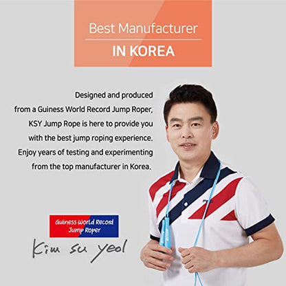 Skipping Jump Rope for Fitness Workout - Light Weight, Adjustable, Tangle Free, Excellent line control for Cardio Boxing, CrossFit, Training Exercise All Ages and Gender ( Special Luxury, KA-220, Made in Korea)