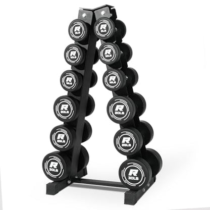RitFit 5-250 LBS PVC Encased Round Dumbbell sets with Knurled Handle and Optional Rack, Strength Training Equipment for Home Gym - style: 210LB Set