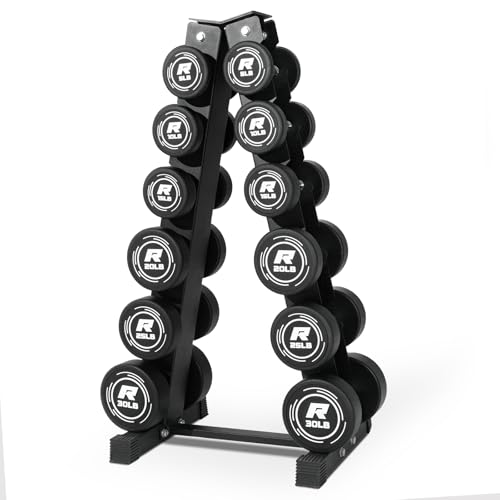 RitFit 5-250 LBS PVC Encased Round Dumbbell sets with Knurled Handle and Optional Rack, Strength Training Equipment for Home Gym - style: 210LB Set
