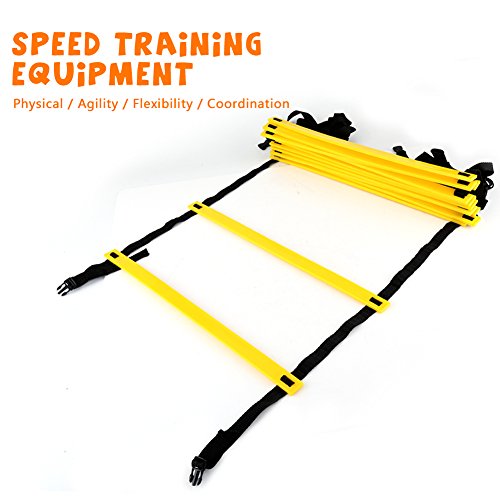 HERCHR Speed and Agility Training Equipment, 12 Adjustable Flat Rungs 6m Training Ladder with Carry Bag for Volleyball Football Soccer Basketball