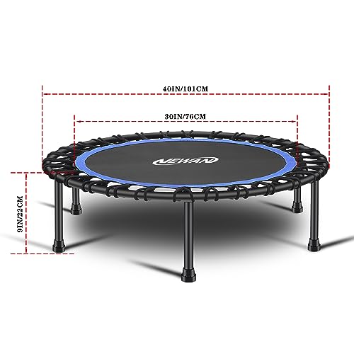 Newan 40"-48" Silent Mini Trampoline Fitness Trampoline Bungee Rebounder Jumping Cardio Trainer Workout for Adults-Max Limit 330lbs