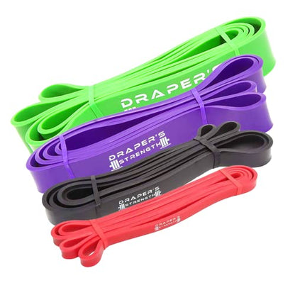 Draper's Strength Heavy Duty Resistance Stretch Loop Bands for Powerlifting Workout Exercise and Assisted Pull Ups - color: #11 4 Band Set Red-Green