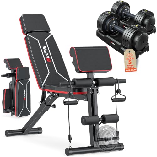 GIKPAL Adjustable Weight Bench - Workout Bench Press for Home Gym - color: Black 5-Gear 55LB Pair