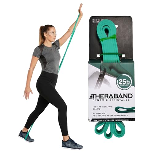 THERABAND High Resistance Band, Medium Elastic Super Band for Full Body Workouts, Physical Therapy, Strength Training, Durable 41” Loop Exercise Band, 25 lb Resistance - size: Medium (25 lbs)