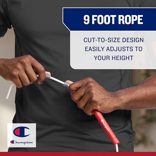Champion Classic Exercise Jump Rope, Adjustable 9 Ft Speed Rope for Adult Fitness, Skipping Rope for Endurance, Coordination
