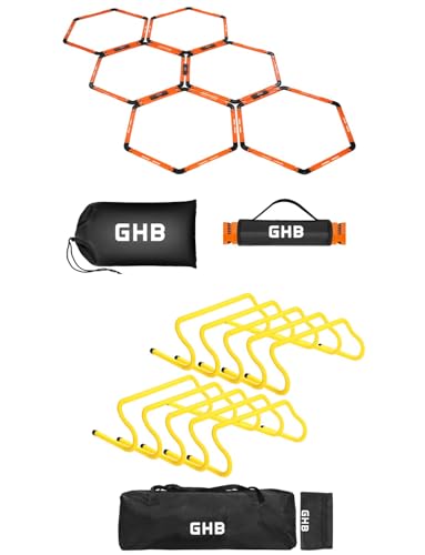 GHB Hex Agility Rings 1 Pack and 10 Pack 8" Agility Hurdles