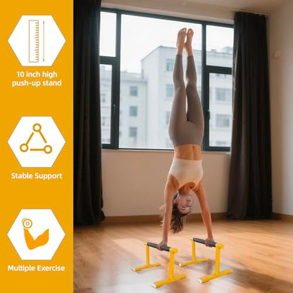 Strength Training Parallettes I-Sit Push Up Bars, Pushup Handles Calisthenics Equipment for Home Workout, Anti-slip Gymnastics Bars, Handstand & Dip Bar for Outdoor Exercise