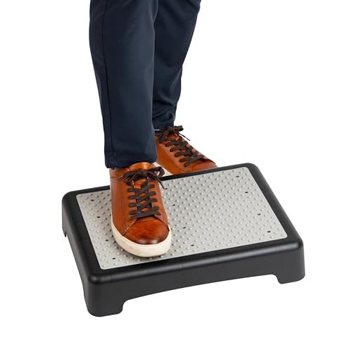 Mind Reader Platform Booster Step, Step Stool for Seniors, Indoor Outdoor, Riser, 17" L x 13" W x 3.5" H, Black and White