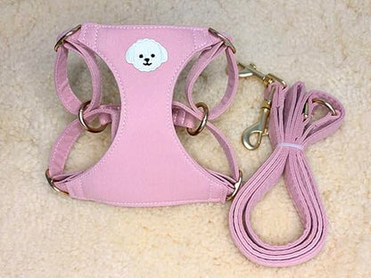 AetruffyPet 100% Cotton Dog Harness and Leash Set – Soft Breathable Vest for Small Dogs, Adjustable No-Choke Design, Lightweight Walking Set (XS/S/M) (Pink, XS) - color: Pink, size: XS